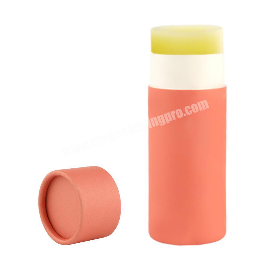 ready to ship white pink cosmetic lip balm paper push up tube