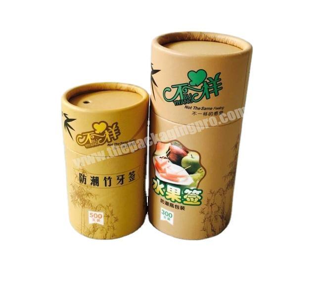 wholesale Food grade custom empty kraft paper tube for toothpick packaging