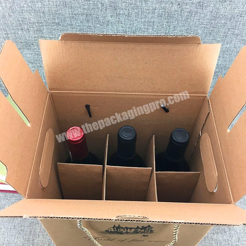 6 bottles wine box packaging Packaging corrugated and wine bottle packaging cardboard box with handle