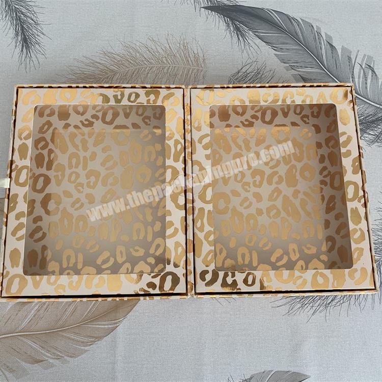 Custom Best Selling Cardboard Gold Glitter Wig Packaging Gift Box
