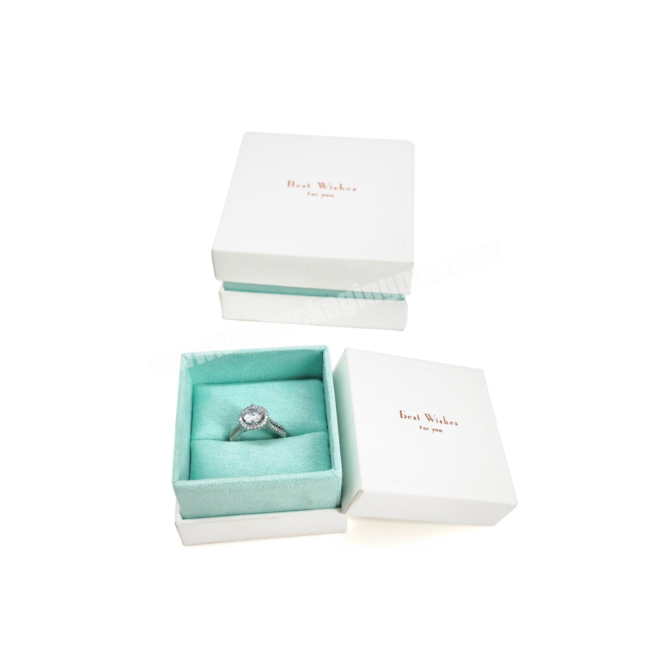 Custom Design Box Packaging Jewelry Cardboard Decorative Paper Box Velvet Ring Box With Bag