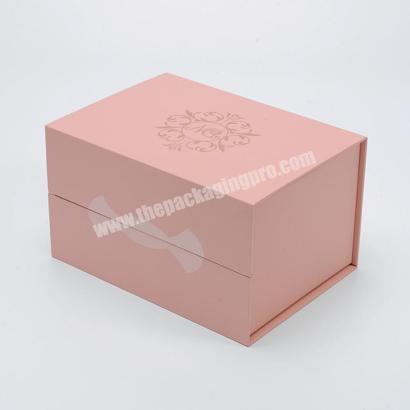 custom Custom Logo Premium Luxury Pink Cardboard Paper Gift Wig Hair Extension Magnetic Packaging Box 