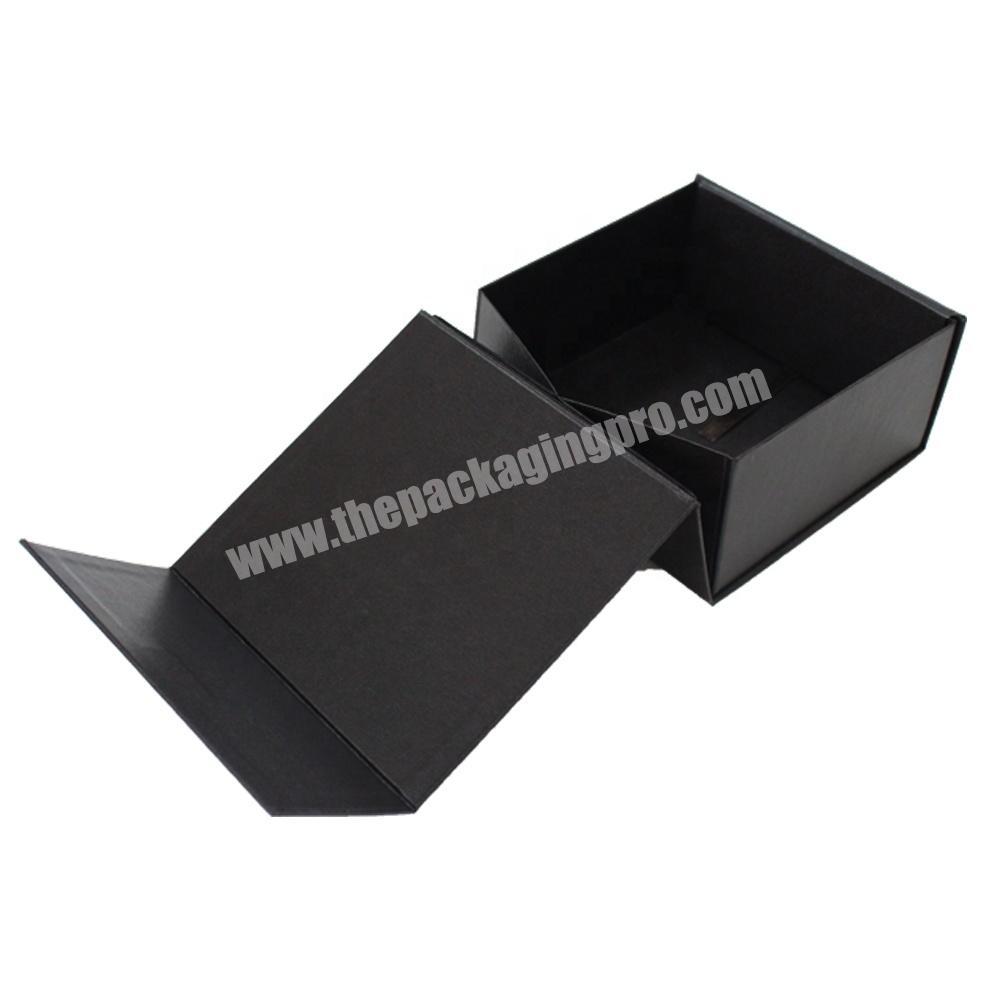 Custom Size And Printing Black Folding Magnetic Gift Box without Adhesive tap