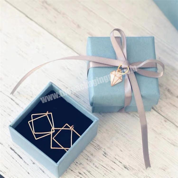 Delicate Design Brand Blue Color Coated Paper New Cotton Filled Jewelry Boxes