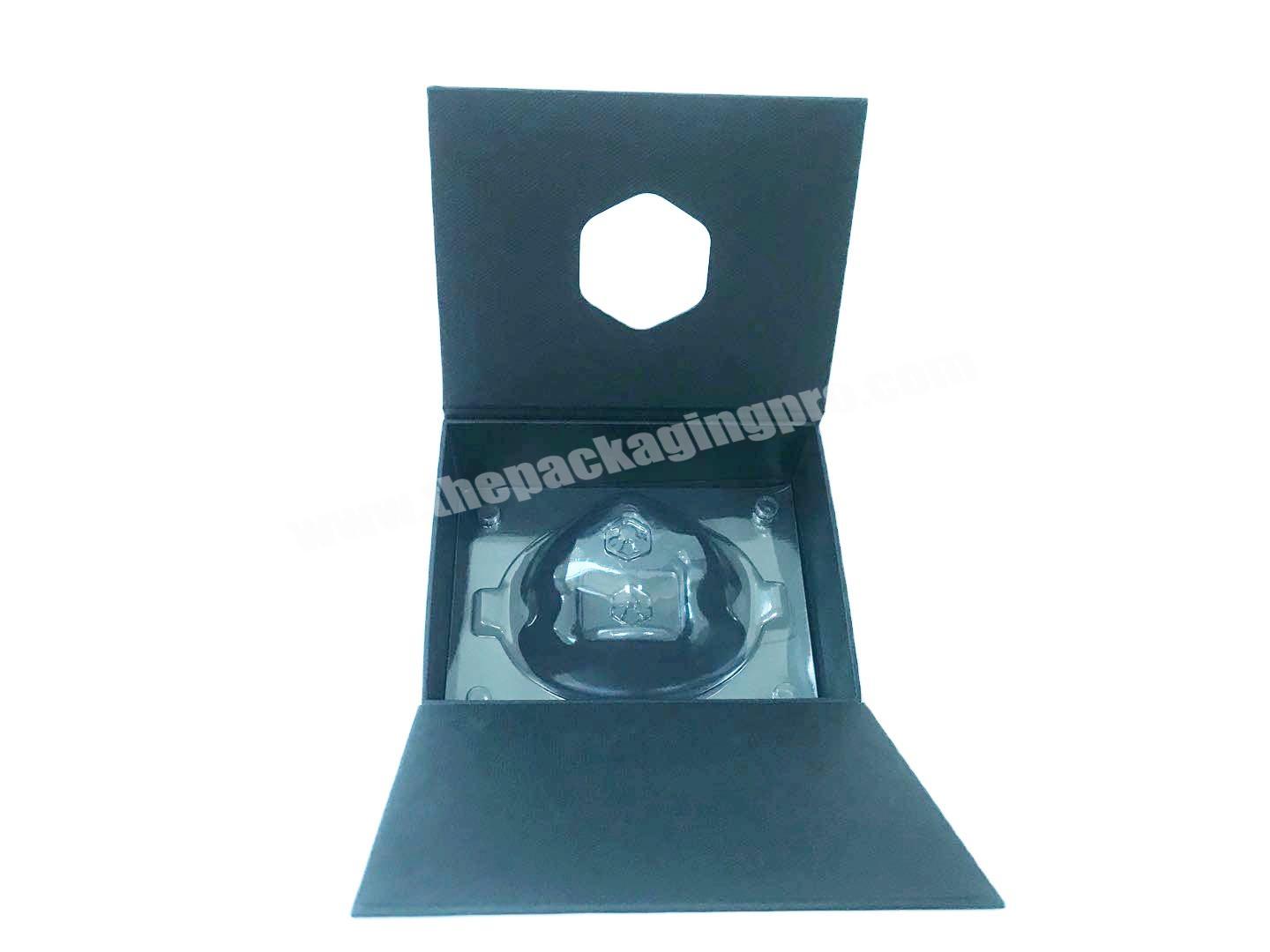 personalize Face mask paper packing box with blister pack inside Black paper gift box
