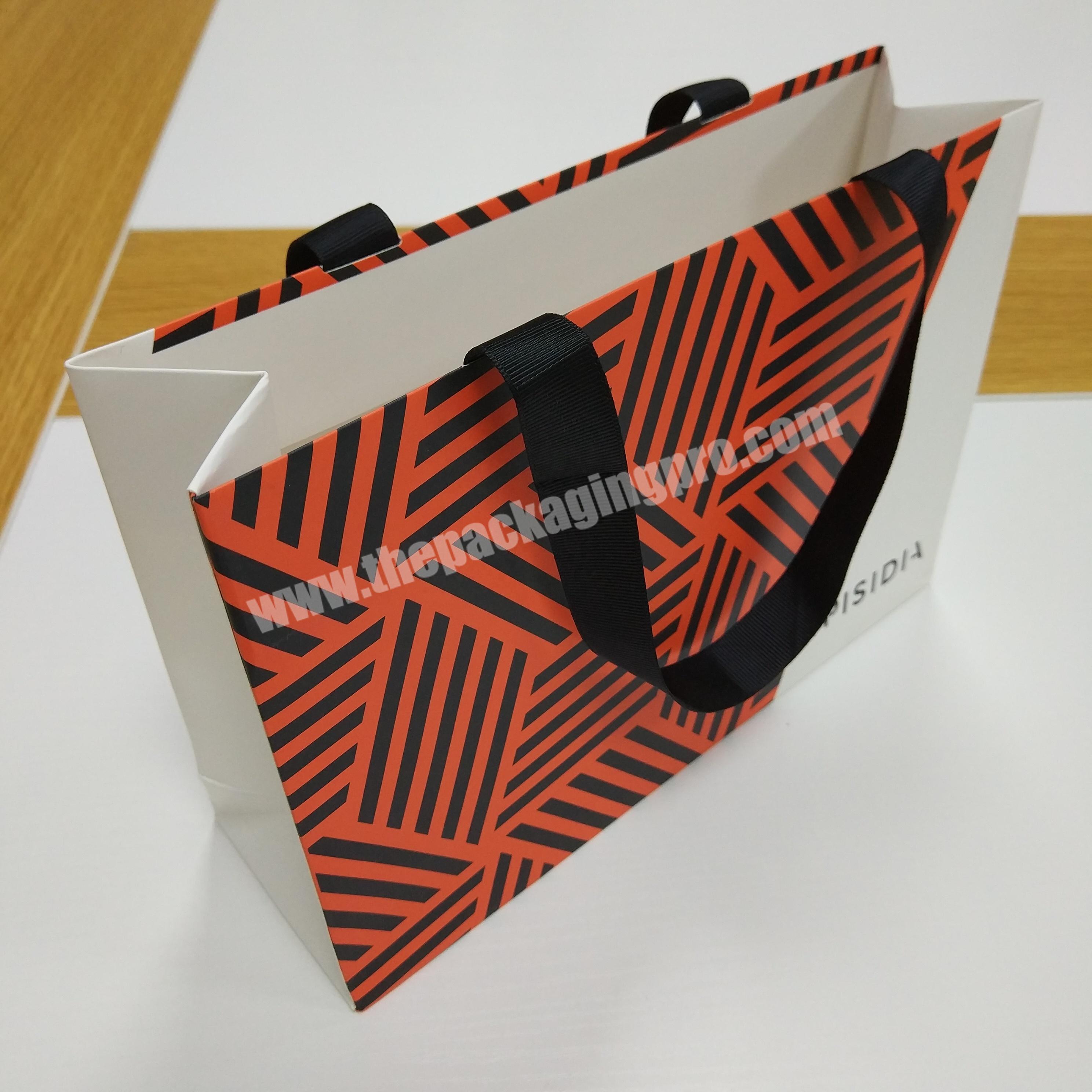 Horizontal Shape Shopping Bag Full Color Printed with Grosgrain Ribbon Handles manufacturer
