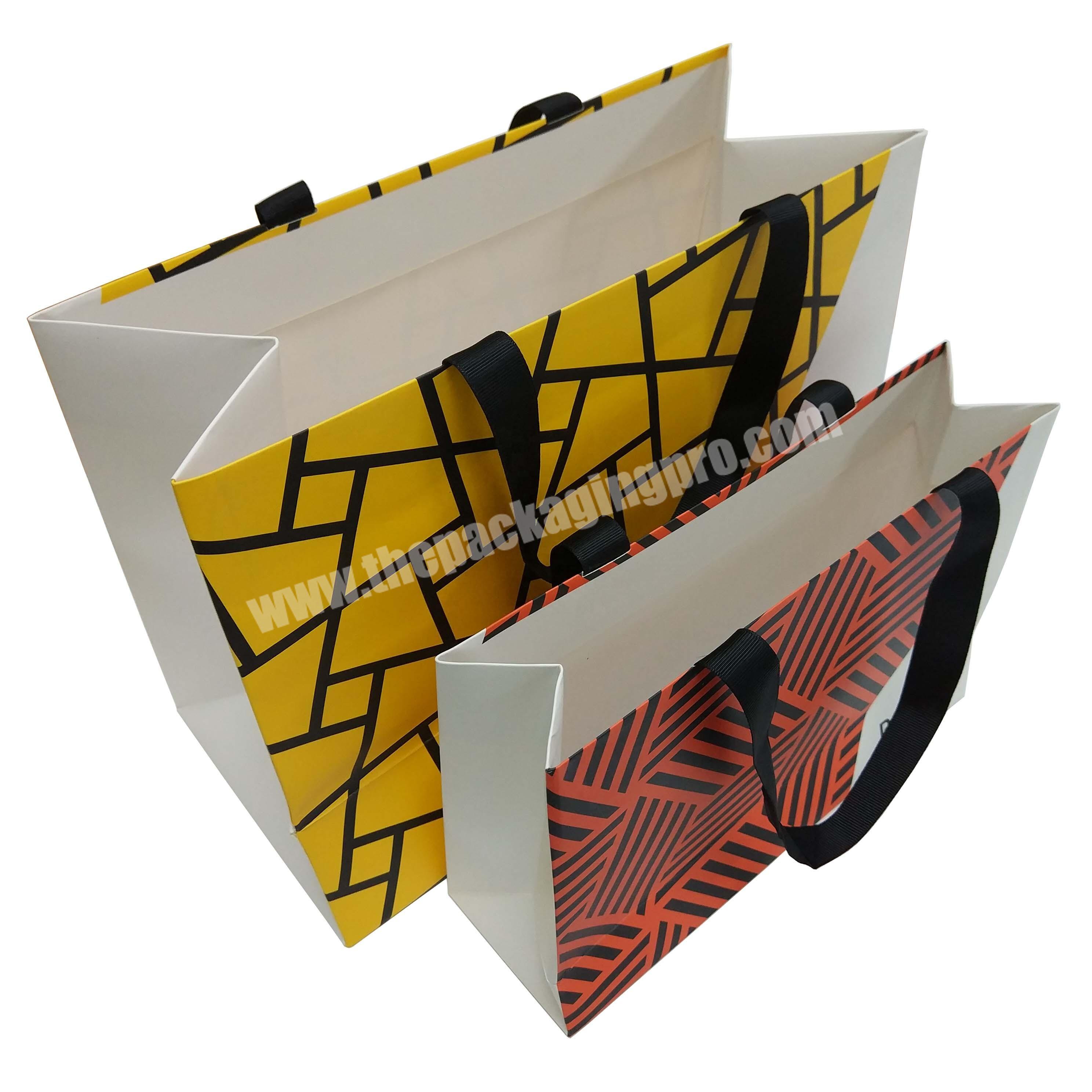 Horizontal Shape Shopping Bag Full Color Printed with Grosgrain Ribbon Handles