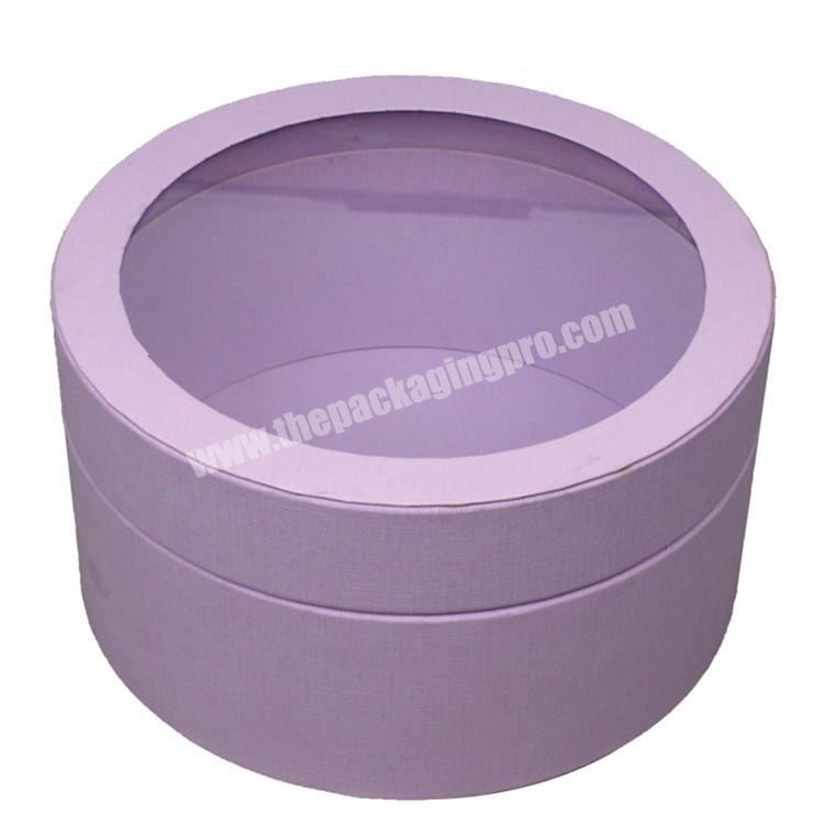 Luxury cylinder round display gift paper round box with window