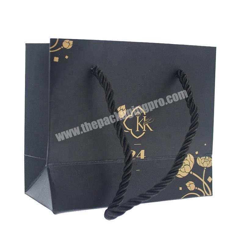 Matte Black Gold Logo Apparel Packaging Shopping Paper Bag factory