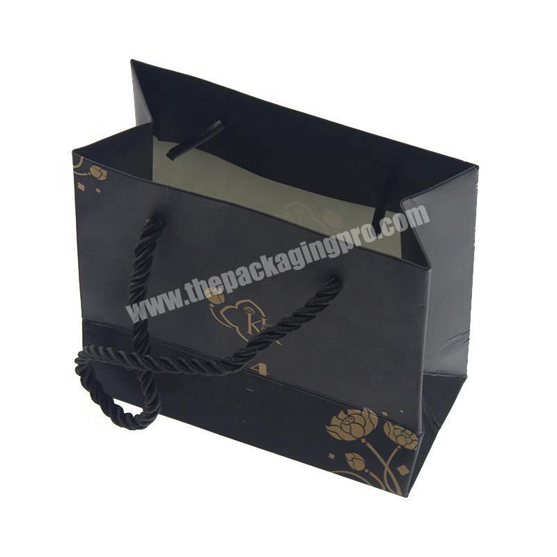 Matte Black Gold Logo Apparel Packaging Shopping Paper Bag manufacturer