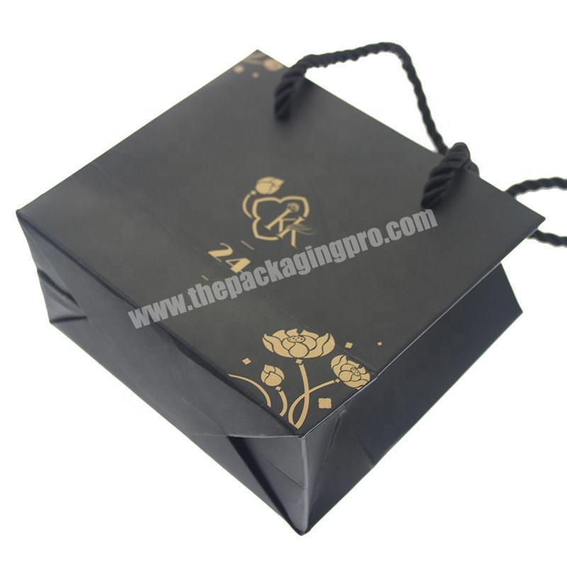 Matte Black Gold Logo Apparel Packaging Shopping Paper Bag