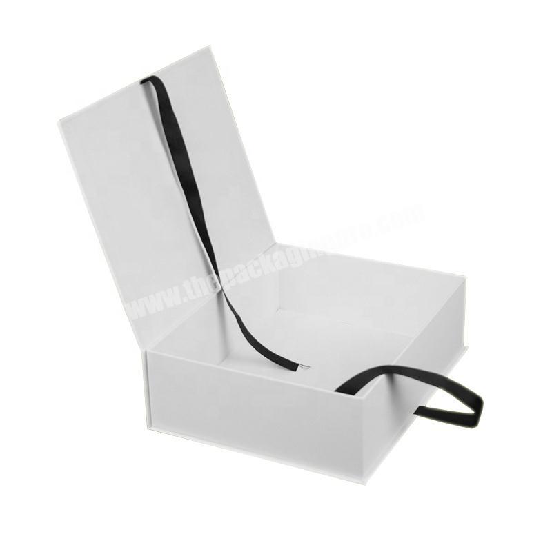 White Garment Packaging Box Clothes Gift Box with Magnetic & Silk Ribbon Closure
