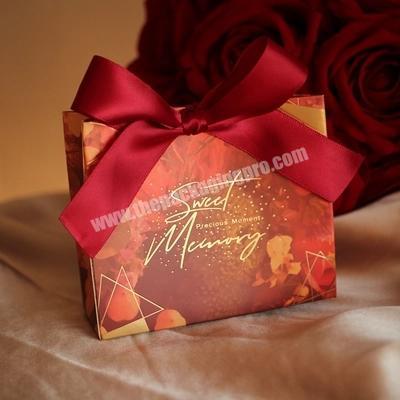 custom Wintop Gift box ribbon paper bag wedding candy box simple packaging box 