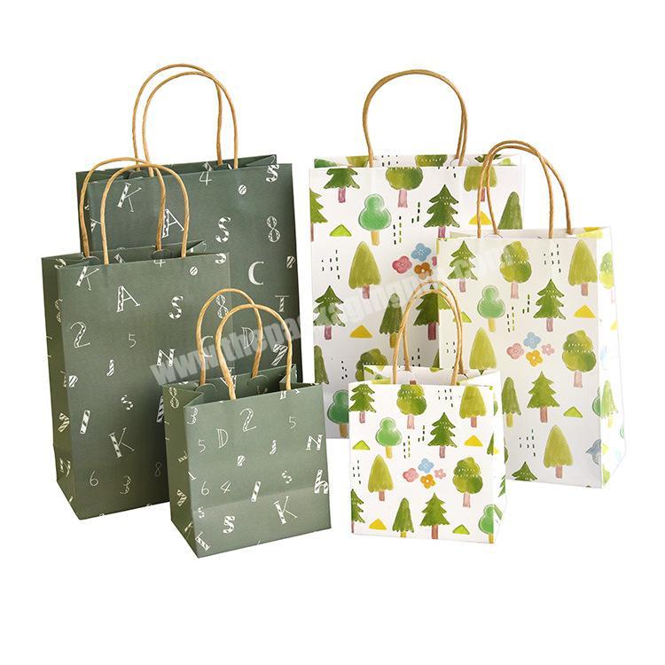 Wintop Kraft Printed Paper Bags with Paper Twisted Handles Christmas Design factory