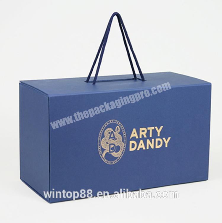 gift box hand string rope with handle bags hand light food packaging blue boxes cardboard box