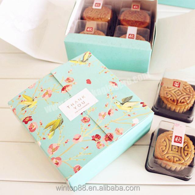 paper gift box fancy design blue gift craft wedding party birthday mooncake cupcake