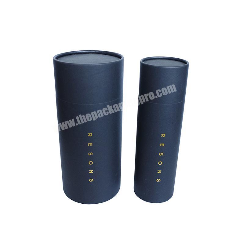 personalize Biodegradable Food Grade Custom Round Paper Food Packaging Black Gold Printed Cylinder Paper Box