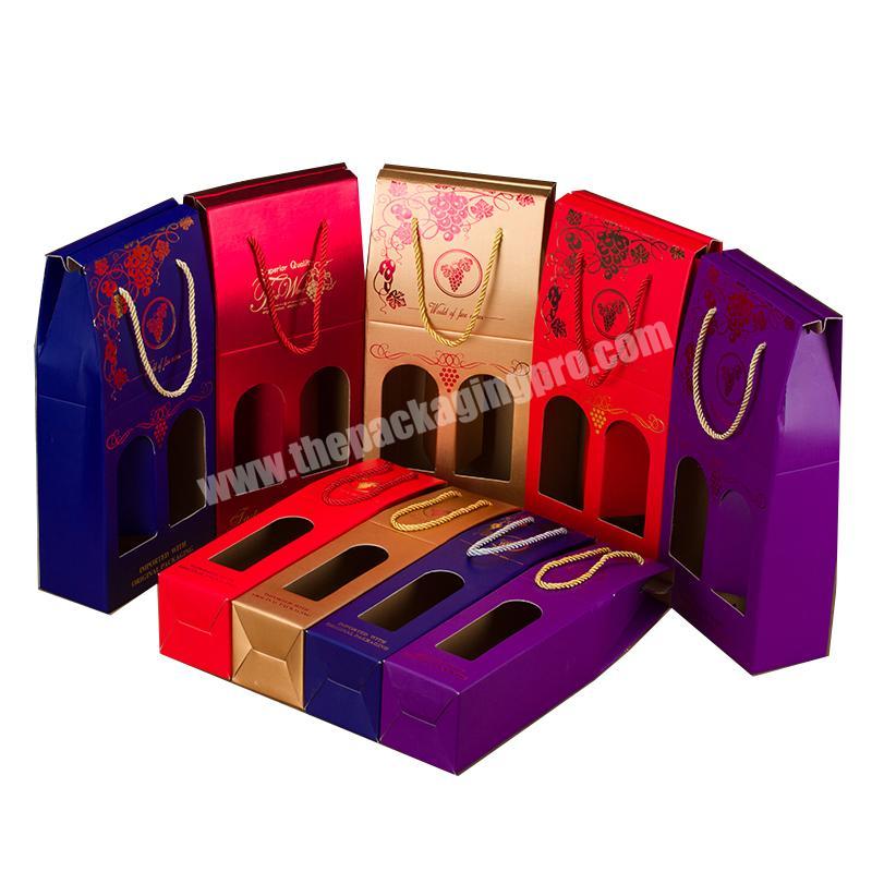 Colorful corrugated wine gift boxes hardcover champagne flute gift box for single bottle and two bottles wholesaler