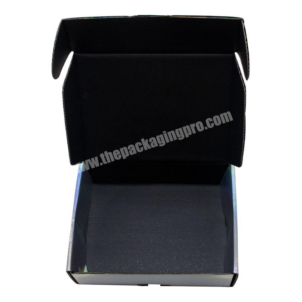 Custom Logo Holographic Paper Packaging Boxes Printing Corrugated Paper Cardboard Shipping Mailer Box