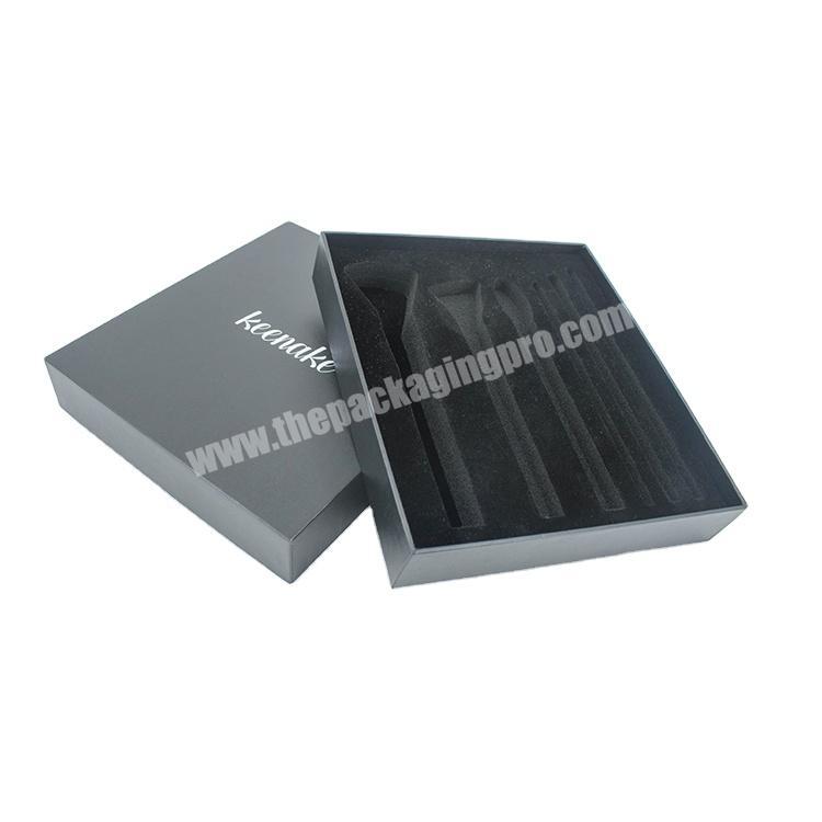 Custom Luxury Lid and Base Style Cosmetic Set Makeup Brush Packaging Boxes with Velvet Inlay