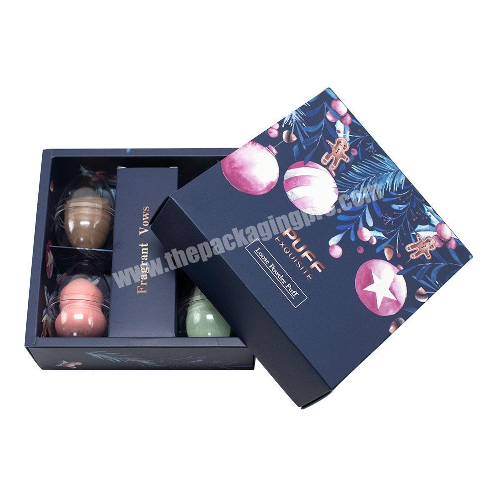 Custom Luxury  Logo Color Printed Cosmetic lid and bottom cardboard Beauty Blender packaging gift box