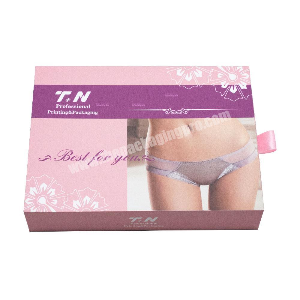 Custom Printed Boxes Biodegradable Clothing Packaging Pink Cardboard Slide Box for Women's Underwear