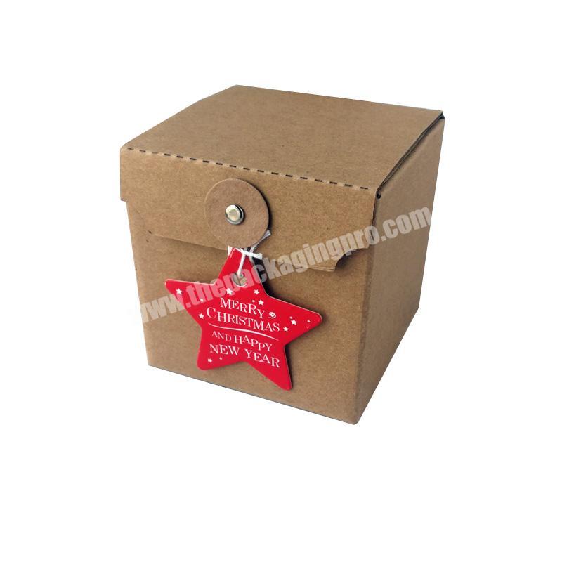Custom brown wedding party favors square plain gift packaging kraft paper box