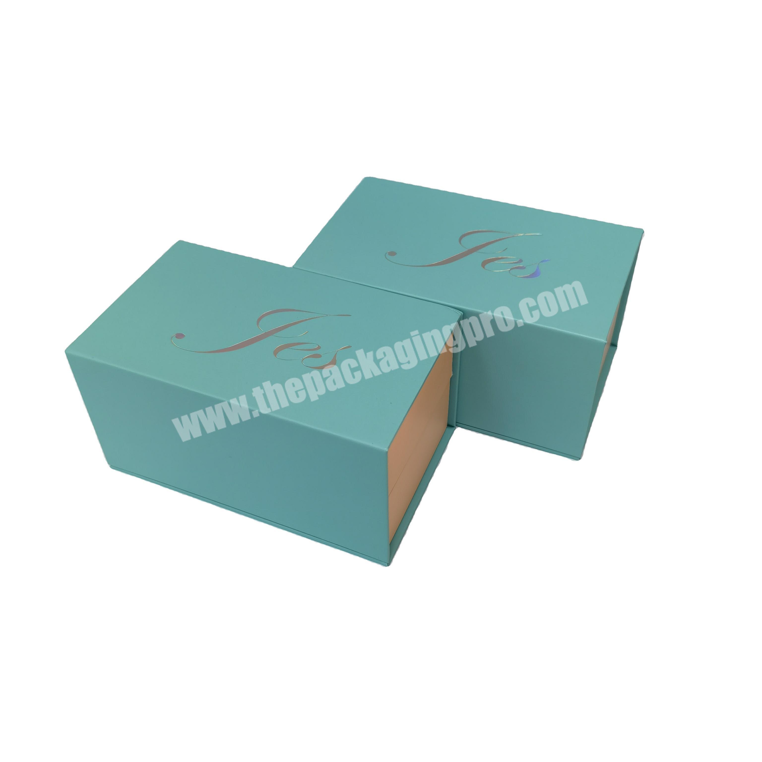 Custom gift box perfume lipstick cosmetics packaging box Gold Foil blue