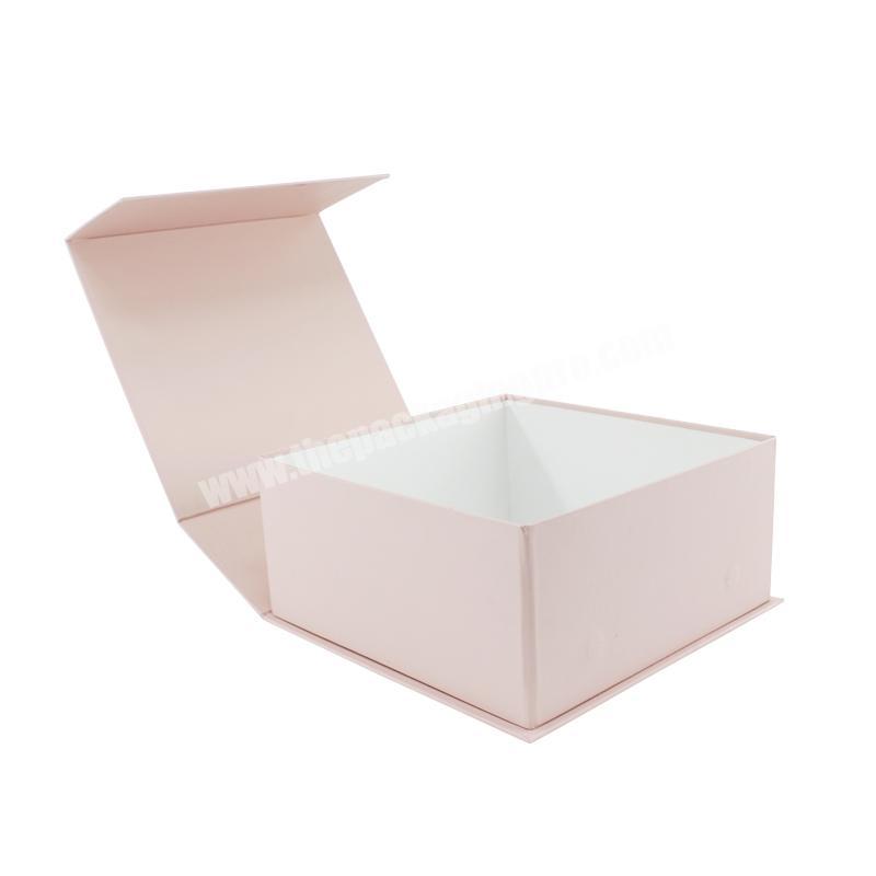 Custom large pink magnetic folding cardboard gift box packaging for clothes