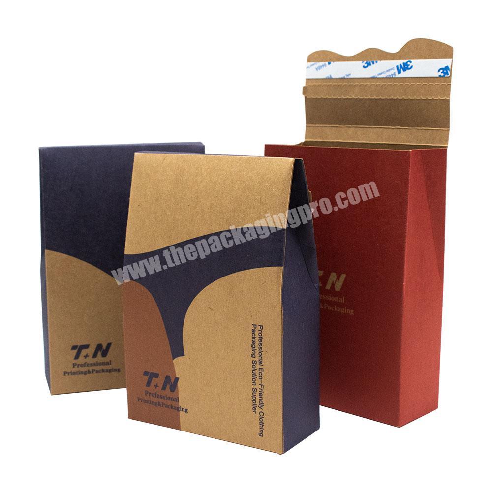 Custom logo eco friendly brown kraft paper packing boxes for clothing retail women underwear panties packaging box