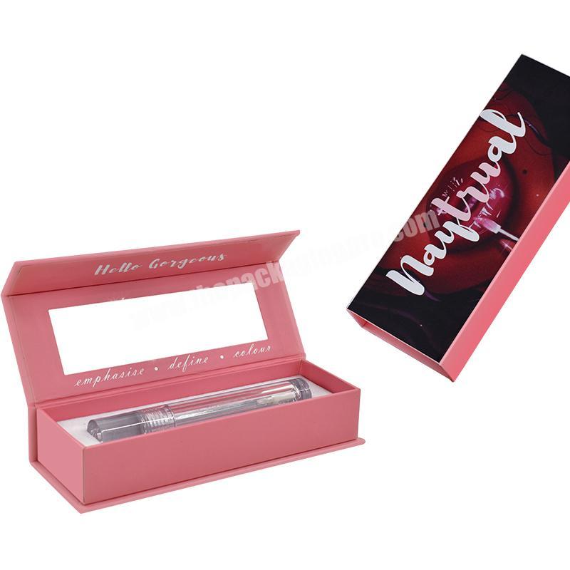Custom printed Pink paper gift lipstick boxes lip gloss packaging box with mirror