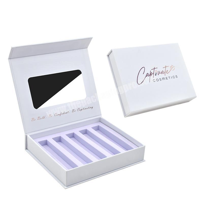 Custom printed cosmetic empty lipstick lip gloss packaging paper gift box with mirror