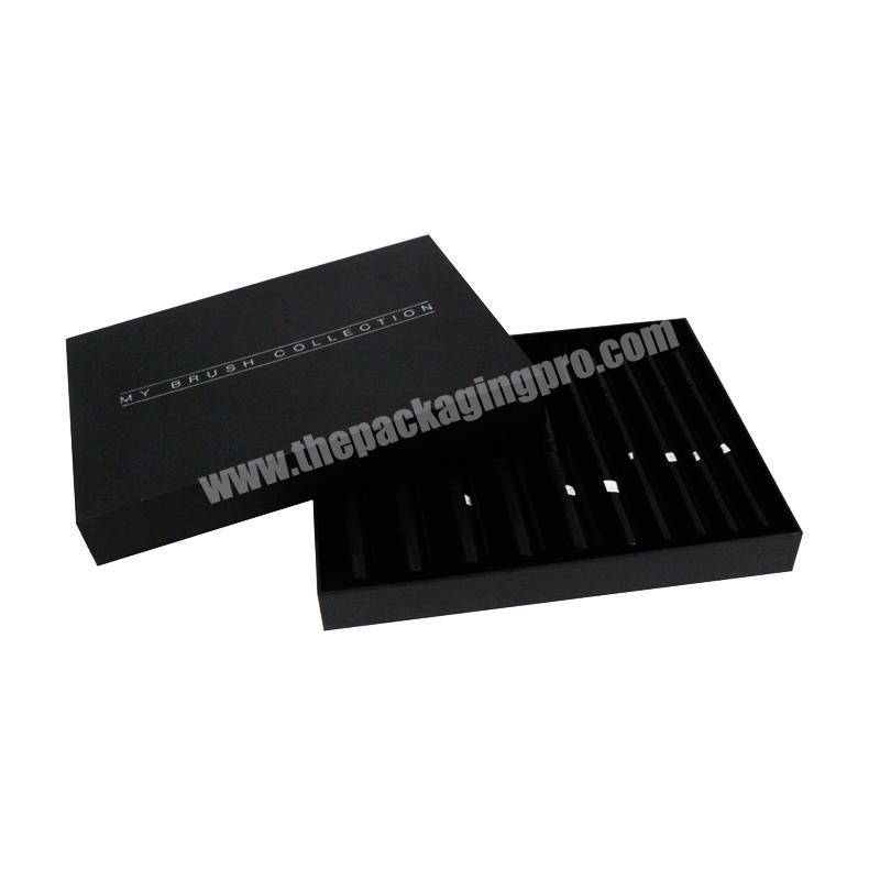 Customized design luxury black Paper Rigid Gift Cosmetic Makeup Brush Packaging Boxes