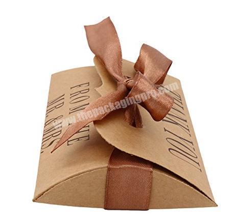 Eco Friendly Custom Printed Packaging Plain Small Folding Gift Box Brown Kraft Paper Box Pillow Shape
