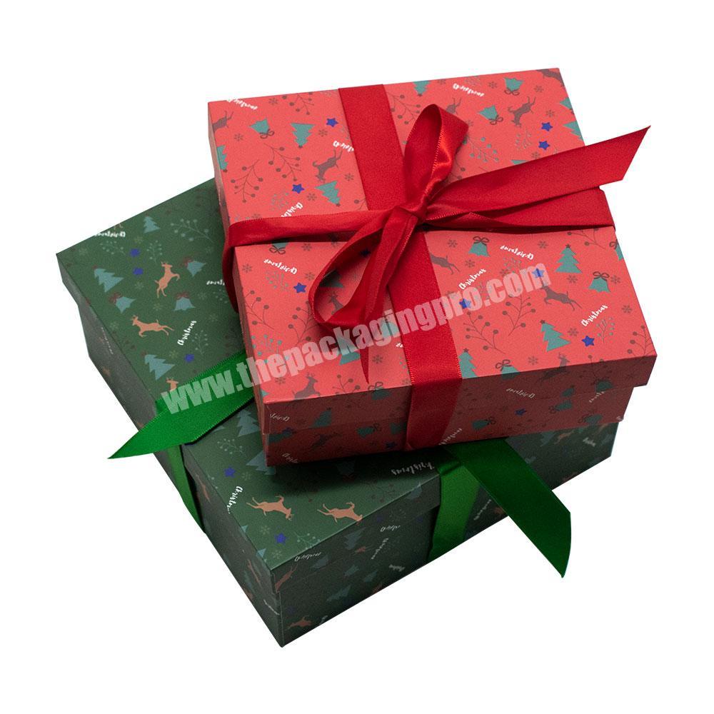 Eco-friendly Fashionable Customized Lid and Base Box Gift Box with Ribbon for Christmas