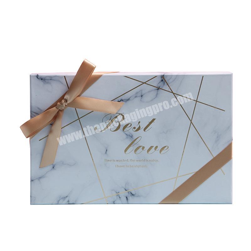 Elegant custom cardboard marble gift boxes for gifts and jewellery gift box with bow