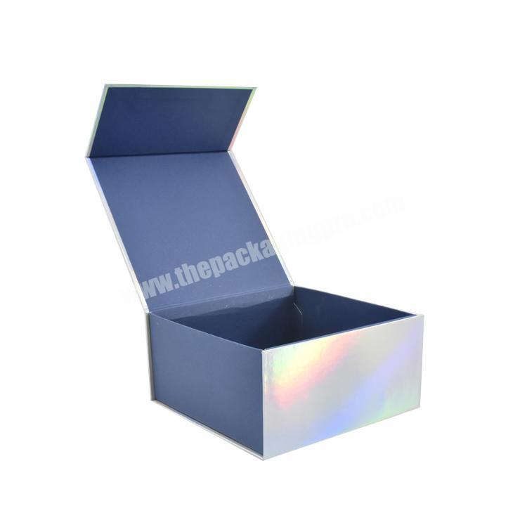 Factory Custom Logo Magnetic Packaging Box Folding Gift Box Large Luxury Silver Rigid Folding Box