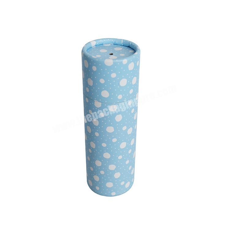 Factory Wholesale Little White Dots Design Paper Can Perfume Cylinder Box Packaging Cardboard Box with Custom Logo