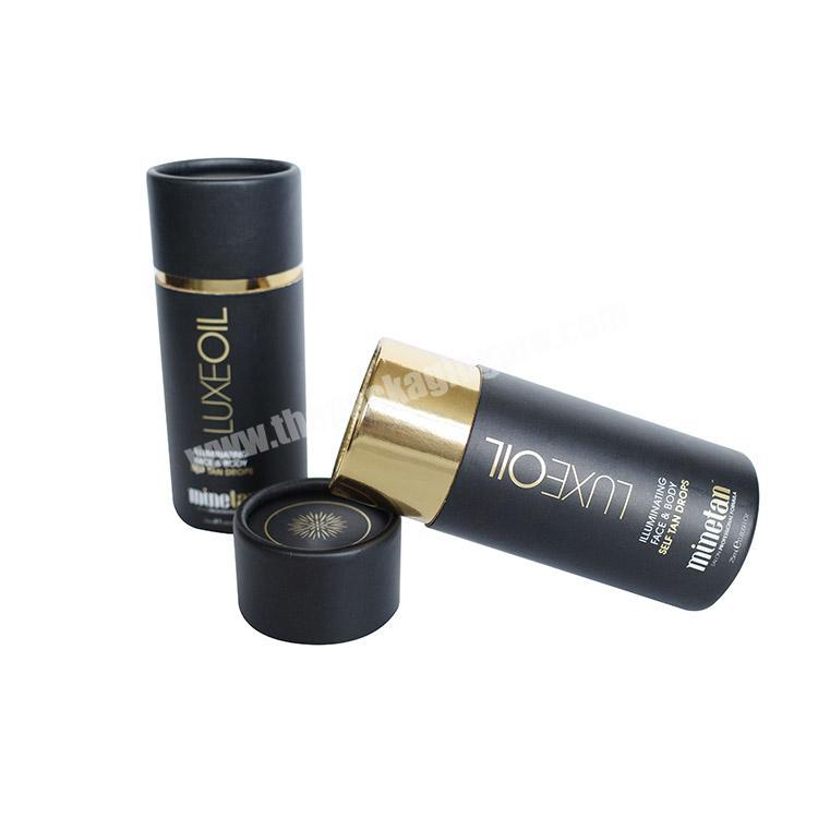 Hot Selling Black Package Custom Cardboard Paper Tube with Gold Logo