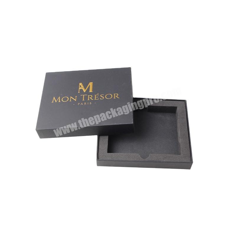Hot Selling Gift Custom Logo Design Square Lid and Base Cardboard Recycled Black Paper Box Packaging With Insert
