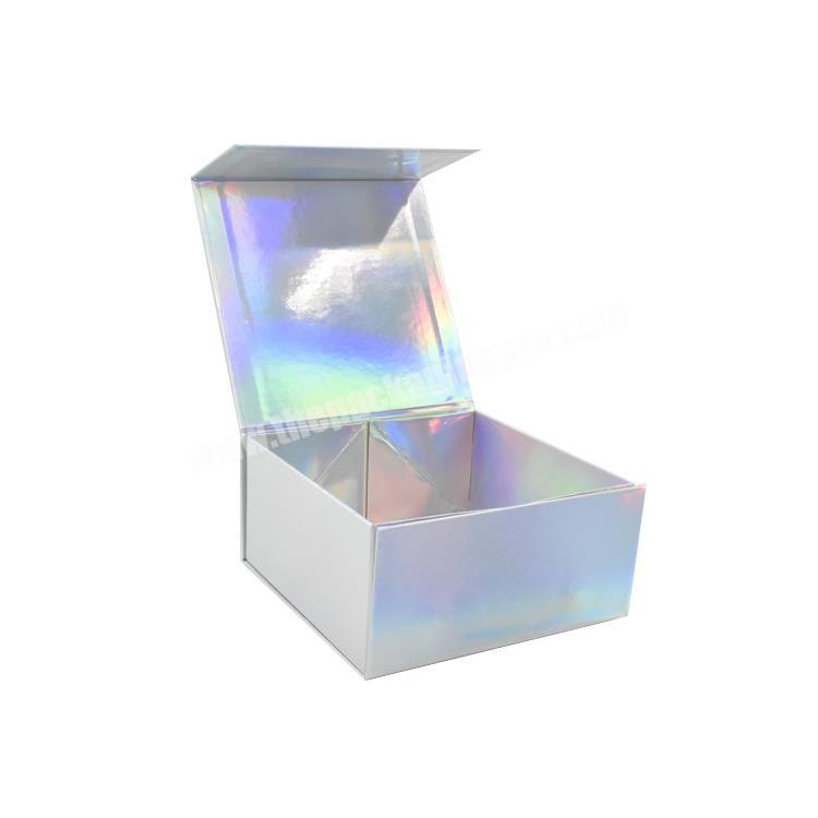 Large glitter customized luxury holographic wig box folding magnetic lid gift box