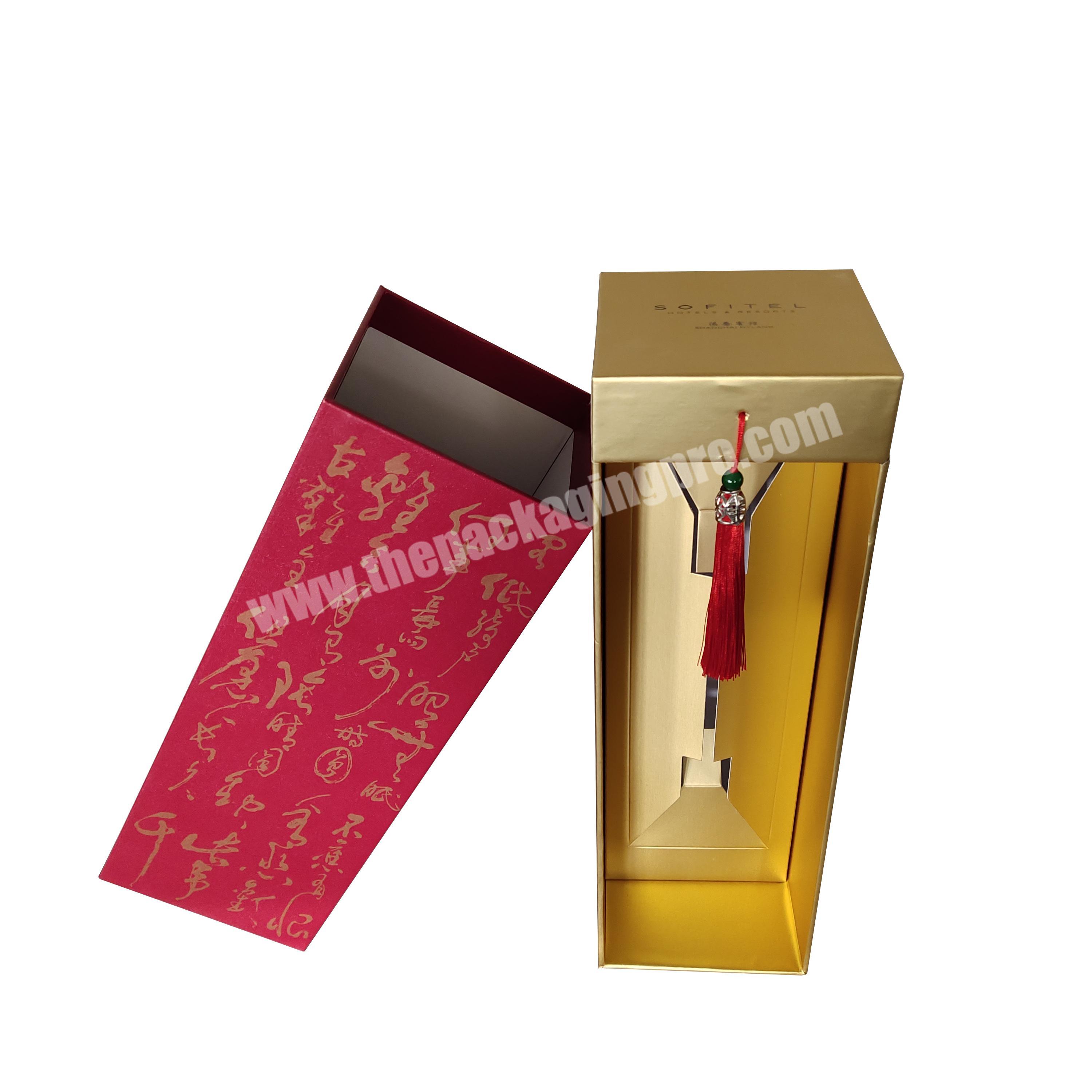 Luxury wine gift box beautiful and premium unique gift wine box with Chinese traditional accessories manufacturer
