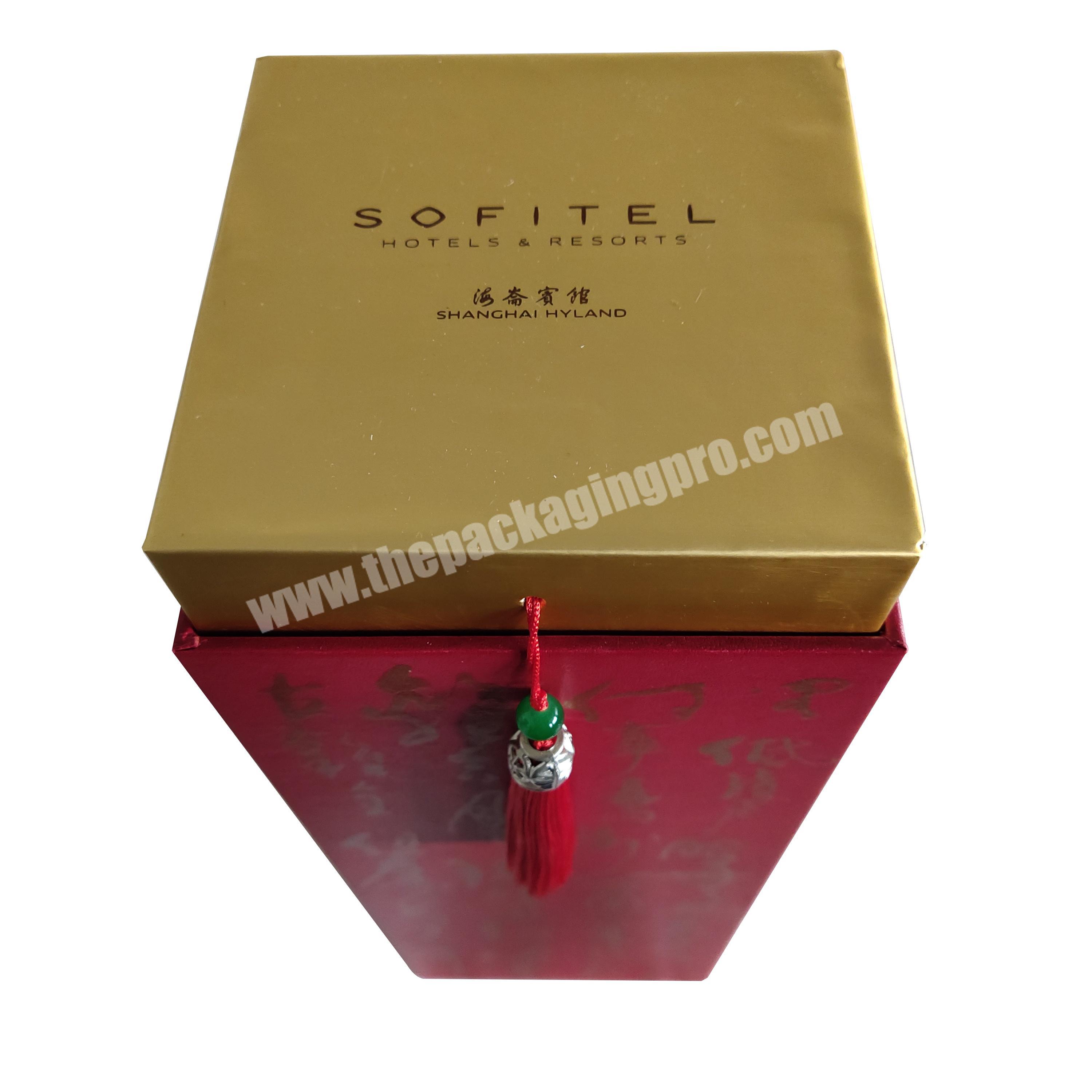 Luxury wine gift box beautiful and premium unique gift wine box with Chinese traditional accessories wholesaler