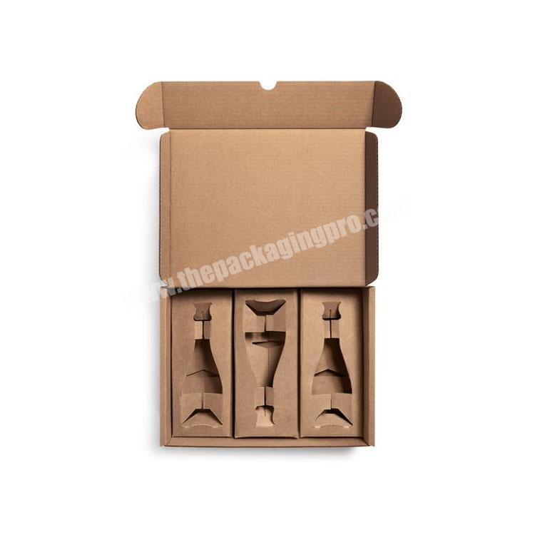 custom Recyclable custom bottle insert Kraft paper mailer packing cardboard shipping boxes wine shipping box 