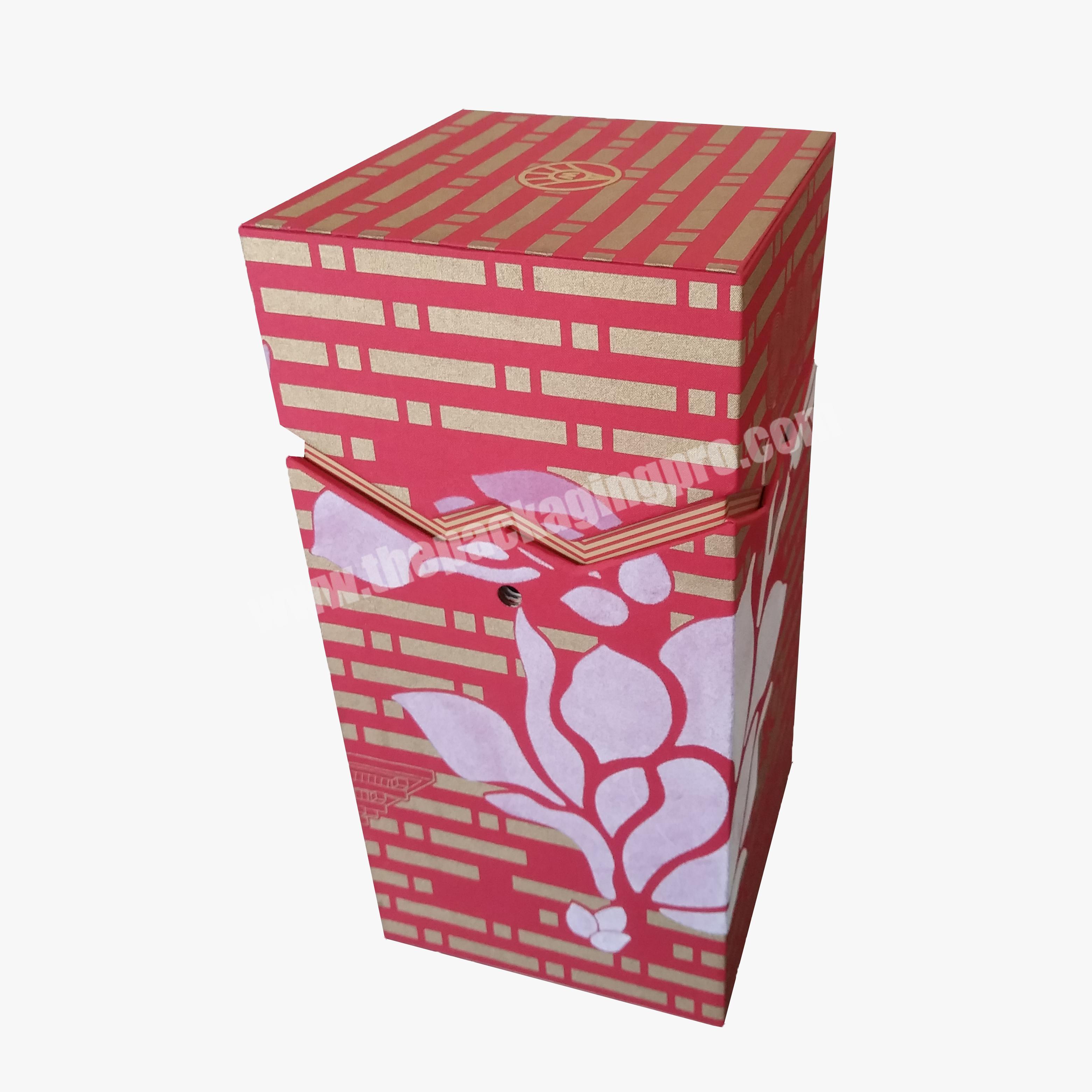 Wholesale custom color printed cardboard liquor bottle packaging gift box