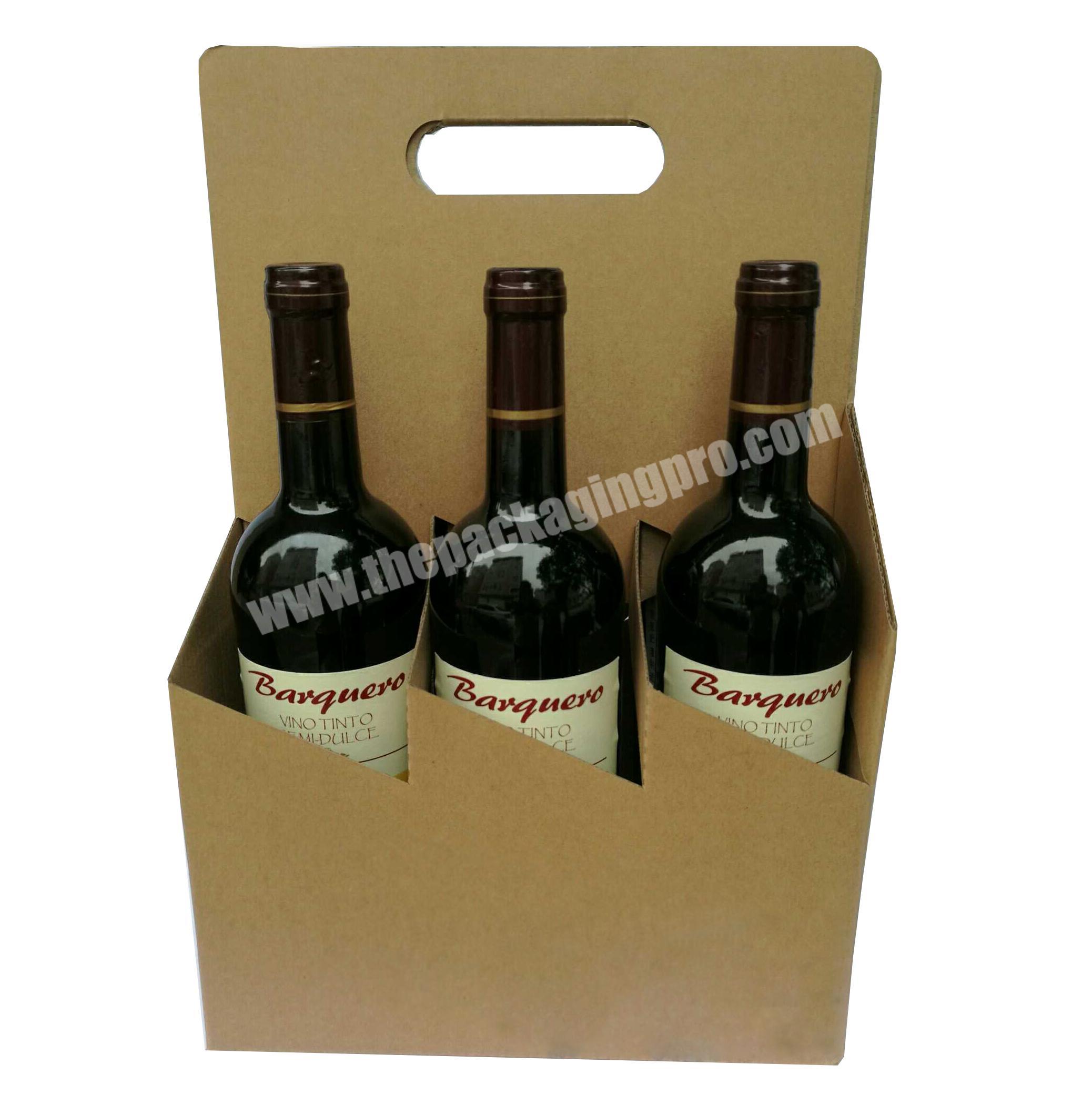 custom logo corrugated wine gift boxes with compartment take away paper packaging box