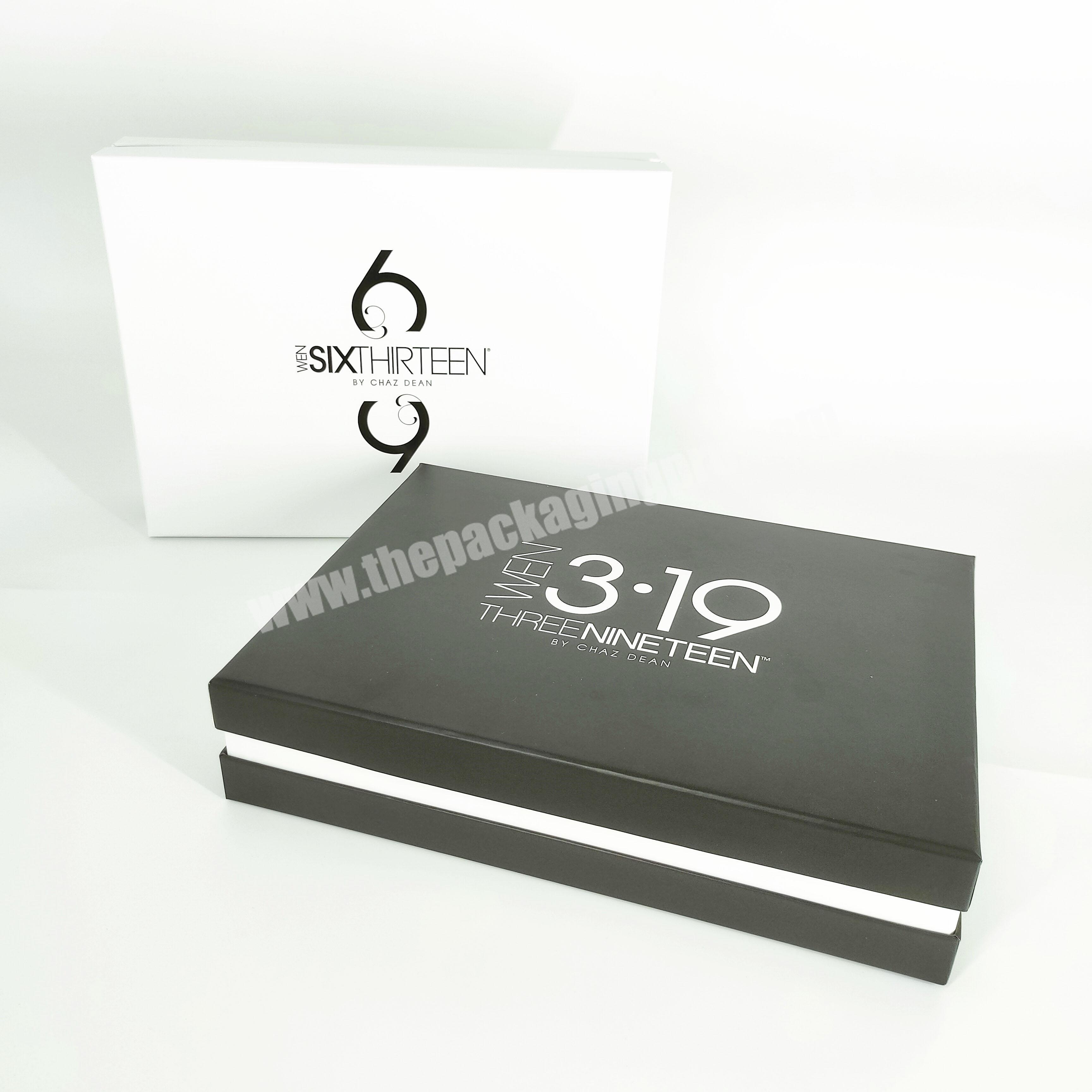 wholesale luxury fancy custom logo rigid gift set top-lid large box cosmetic paper cardboard packaging with PET insert
