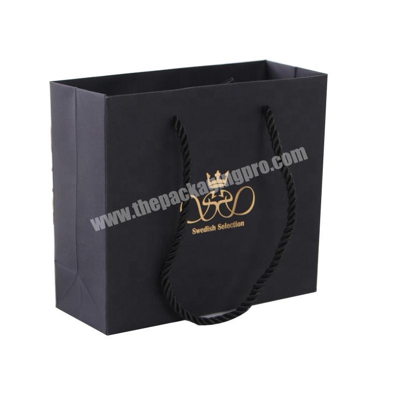 Black Recycled Custom Golden Logo  Packaging Paper Jewelry Gift  Bag