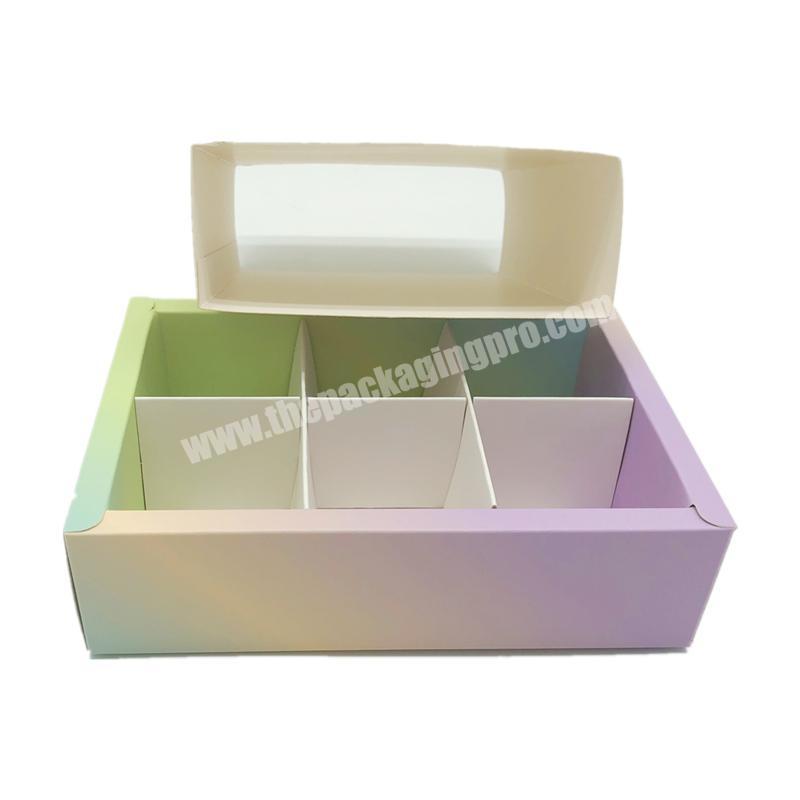 6 pieces collapsible macaron storage box gold foil logo dessert boxes sliding macarons box with paper dividers