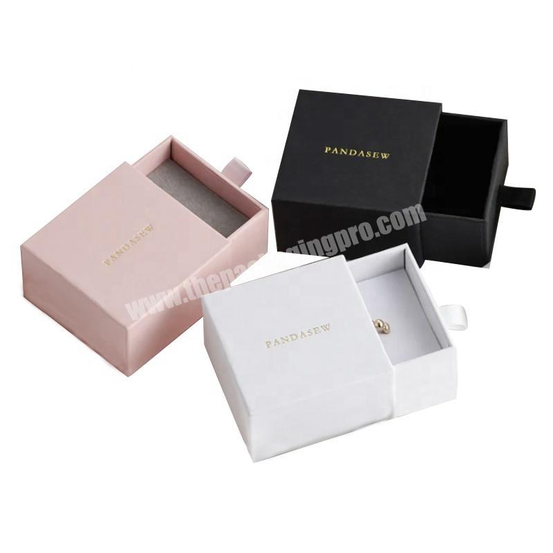 6*6*3.5cm custom ring Paper  box with sponge personalized logo necklace package sliding drawer cardboard box